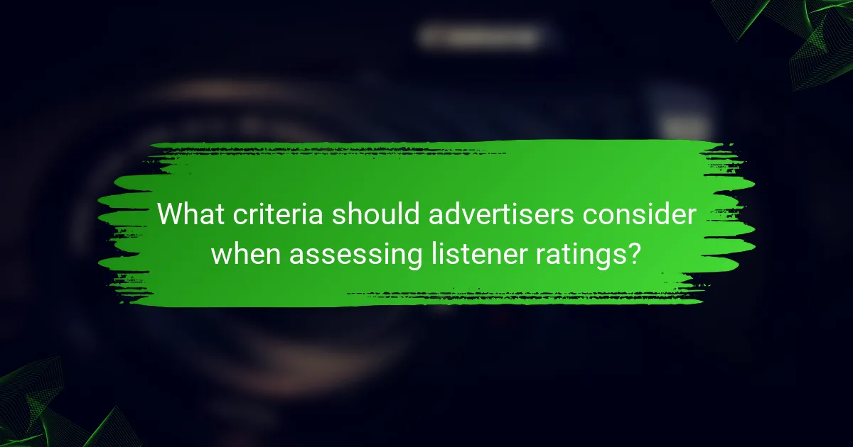 What criteria should advertisers consider when assessing listener ratings?